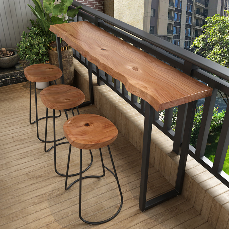 Brown Modern Style Specialty Table in Solid Wood and Iron Coffee Shop Bar Table 55.1"L x 17.7"W x 41.3"H Without Chairs Clearhalo 'Bar Furniture' 'Bar Tables' 'bar_tables' 'furn' 'furn_bar_tables' 'Furniture' 'furniture_bar_tables' 'Kitchen & Dining Furniture' 4570650