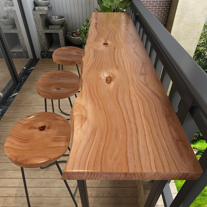 Brown Modern Style Specialty Table in Solid Wood and Iron Coffee Shop Bar Table Clearhalo 'Bar Furniture' 'Bar Tables' 'bar_tables' 'furn' 'furn_bar_tables' 'Furniture' 'furniture_bar_tables' 'Kitchen & Dining Furniture' 4570652