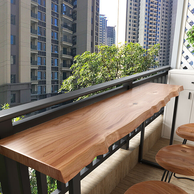 Brown Modern Style Specialty Table in Solid Wood and Iron Coffee Shop Bar Table Clearhalo 'Bar Furniture' 'Bar Tables' 'bar_tables' 'furn' 'furn_bar_tables' 'Furniture' 'furniture_bar_tables' 'Kitchen & Dining Furniture' 4570653
