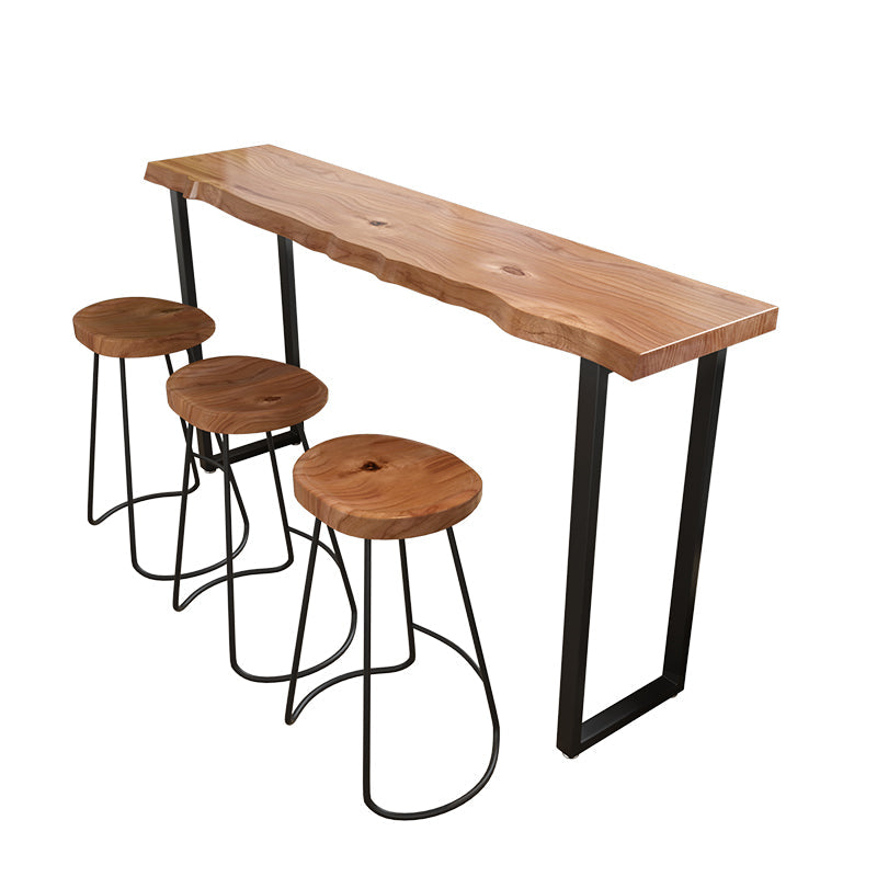 Brown Modern Style Specialty Table in Solid Wood and Iron Coffee Shop Bar Table Without Chairs Clearhalo 'Bar Furniture' 'Bar Tables' 'bar_tables' 'furn' 'furn_bar_tables' 'Furniture' 'furniture_bar_tables' 'Kitchen & Dining Furniture' 4570654