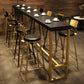 Black Glam Style Bar Table in Metal and Wood Milk Tea Shop Bar Table 110.2"L x 15.7"W x 41.3"H Without Chairs Clearhalo 'Bar Furniture' 'Bar Tables' 'bar_tables' 'furn' 'furn_bar_tables' 'Furniture' 'furniture_bar_tables' 'Kitchen & Dining Furniture' 4570700