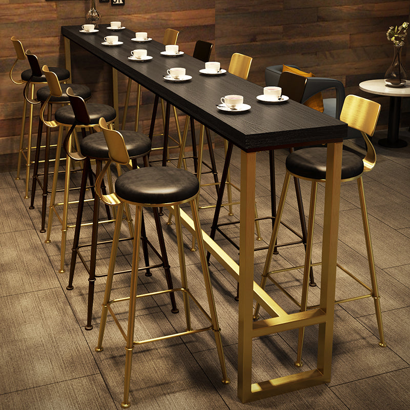 Black Glam Style Bar Table in Metal and Wood Milk Tea Shop Bar Table 110.2"L x 15.7"W x 41.3"H Without Chairs Clearhalo 'Bar Furniture' 'Bar Tables' 'bar_tables' 'furn' 'furn_bar_tables' 'Furniture' 'furniture_bar_tables' 'Kitchen & Dining Furniture' 4570700