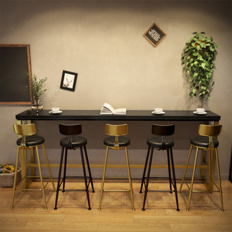 Black Glam Style Bar Table in Metal and Wood Milk Tea Shop Bar Table 102.4"L x 15.7"W x 41.3"H Without Chairs Clearhalo 'Bar Furniture' 'Bar Tables' 'bar_tables' 'furn' 'furn_bar_tables' 'Furniture' 'furniture_bar_tables' 'Kitchen & Dining Furniture' 4570701