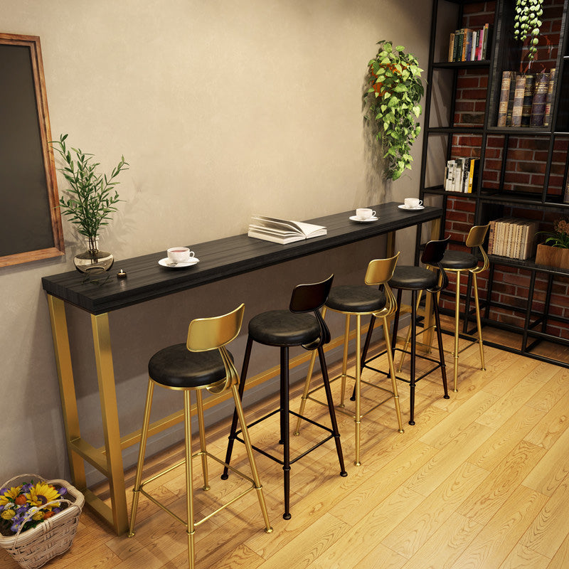 Black Glam Style Bar Table in Metal and Wood Milk Tea Shop Bar Table Clearhalo 'Bar Furniture' 'Bar Tables' 'bar_tables' 'furn' 'furn_bar_tables' 'Furniture' 'furniture_bar_tables' 'Kitchen & Dining Furniture' 4570705