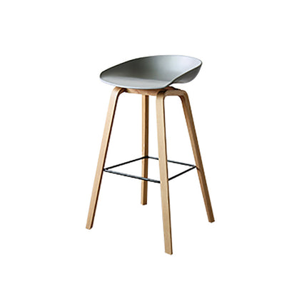 Modern Style Solid Wood Bar Stool with Footrest Low Back Back Home Bar Stool 30 Inches Grey 1 Piece Clearhalo 'Bar Furniture' 'Bar Stools' 'bar_stools' 'furn' 'furn_bar_stools' 'furniture_bar_stools' 'Kitchen & Dining Furniture' 'kitchen&dining_furn' 'kitchen' 'kitchen_furn' Furniture' 4570717