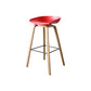 Modern Style Solid Wood Bar Stool with Footrest Low Back Back Home Bar Stool 30 Inches Red 1 Piece Clearhalo 'Bar Furniture' 'Bar Stools' 'bar_stools' 'furn' 'furn_bar_stools' 'furniture_bar_stools' 'Kitchen & Dining Furniture' 'kitchen&dining_furn' 'kitchen' 'kitchen_furn' Furniture' 4570721