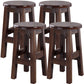 Contemporary Rubberwood Bar Stool Indoor Bar Stool with Wood Seat and Footrest Walnut 4 Piece Set Short Stool(18"H) Clearhalo 'Bar Furniture' 'Bar Stools' 'bar_stools' 'furn' 'furn_bar_stools' 'furniture_bar_stools' 'Kitchen & Dining Furniture' 'kitchen&dining_furn' 'kitchen' 'kitchen_furn' Furniture' 4570750
