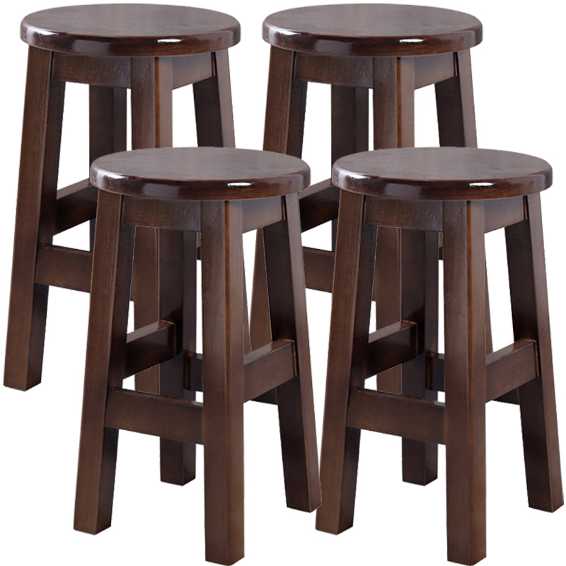 Contemporary Rubberwood Bar Stool Indoor Bar Stool with Wood Seat and Footrest Walnut 4 Piece Set Short Stool(18"H) Clearhalo 'Bar Furniture' 'Bar Stools' 'bar_stools' 'furn' 'furn_bar_stools' 'furniture_bar_stools' 'Kitchen & Dining Furniture' 'kitchen&dining_furn' 'kitchen' 'kitchen_furn' Furniture' 4570750