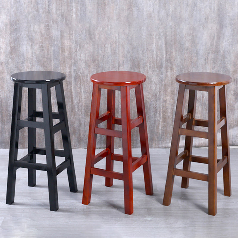 Contemporary Rubberwood Bar Stool Indoor Bar Stool with Wood Seat and Footrest Clearhalo 'Bar Furniture' 'Bar Stools' 'bar_stools' 'furn' 'furn_bar_stools' 'furniture_bar_stools' 'Kitchen & Dining Furniture' 'kitchen&dining_furn' 'kitchen' 'kitchen_furn' Furniture' 4570751