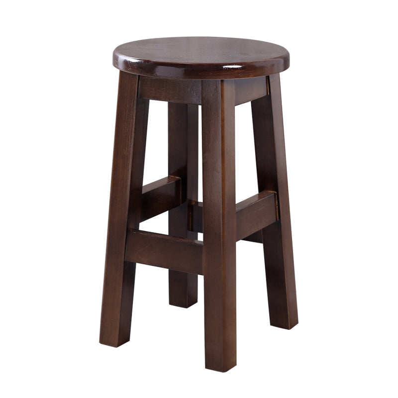 Contemporary Rubberwood Bar Stool Indoor Bar Stool with Wood Seat and Footrest Walnut 1 Piece Short Stool(18"H) Clearhalo 'Bar Furniture' 'Bar Stools' 'bar_stools' 'furn' 'furn_bar_stools' 'furniture_bar_stools' 'Kitchen & Dining Furniture' 'kitchen&dining_furn' 'kitchen' 'kitchen_furn' Furniture' 4570752