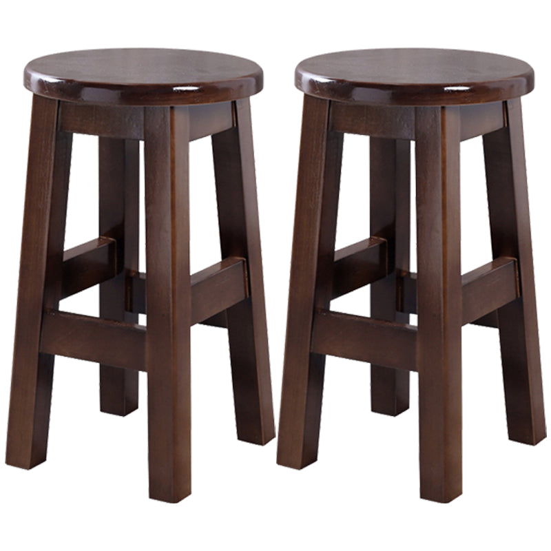 Contemporary Rubberwood Bar Stool Indoor Bar Stool with Wood Seat and Footrest Walnut 2 Piece Set Short Stool(18"H) Clearhalo 'Bar Furniture' 'Bar Stools' 'bar_stools' 'furn' 'furn_bar_stools' 'furniture_bar_stools' 'Kitchen & Dining Furniture' 'kitchen&dining_furn' 'kitchen' 'kitchen_furn' Furniture' 4570754