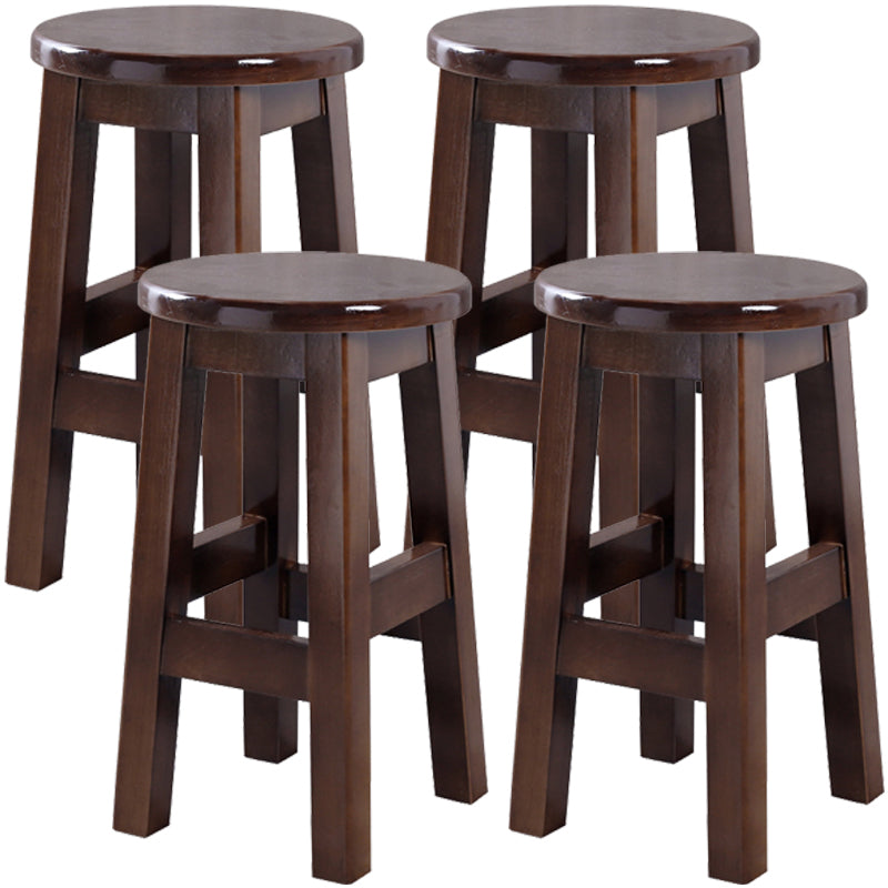 Contemporary Rubberwood Bar Stool Indoor Bar Stool with Wood Seat and Footrest Walnut 4 Piece Set Short Stool(20"H) Clearhalo 'Bar Furniture' 'Bar Stools' 'bar_stools' 'furn' 'furn_bar_stools' 'furniture_bar_stools' 'Kitchen & Dining Furniture' 'kitchen&dining_furn' 'kitchen' 'kitchen_furn' Furniture' 4570755