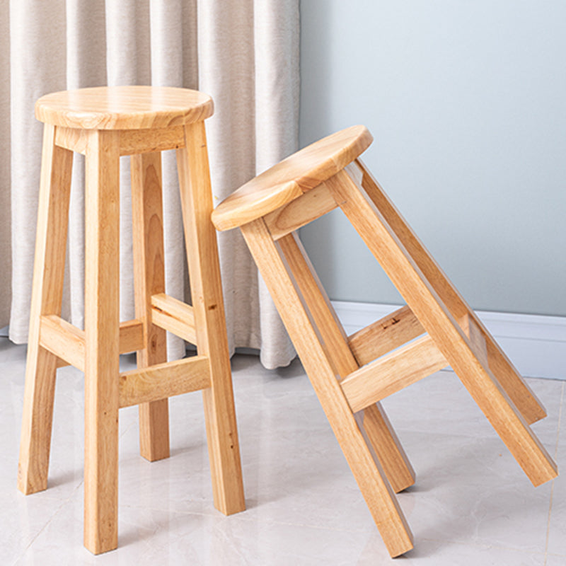 Contemporary Rubberwood Bar Stool Indoor Bar Stool with Wood Seat and Footrest Clearhalo 'Bar Furniture' 'Bar Stools' 'bar_stools' 'furn' 'furn_bar_stools' 'furniture_bar_stools' 'Kitchen & Dining Furniture' 'kitchen&dining_furn' 'kitchen' 'kitchen_furn' Furniture' 4570756