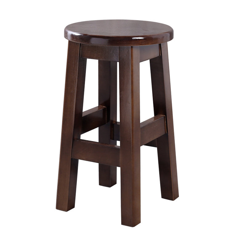 Contemporary Rubberwood Bar Stool Indoor Bar Stool with Wood Seat and Footrest Walnut 1 Piece Short Stool(20"H) Clearhalo 'Bar Furniture' 'Bar Stools' 'bar_stools' 'furn' 'furn_bar_stools' 'furniture_bar_stools' 'Kitchen & Dining Furniture' 'kitchen&dining_furn' 'kitchen' 'kitchen_furn' Furniture' 4570757