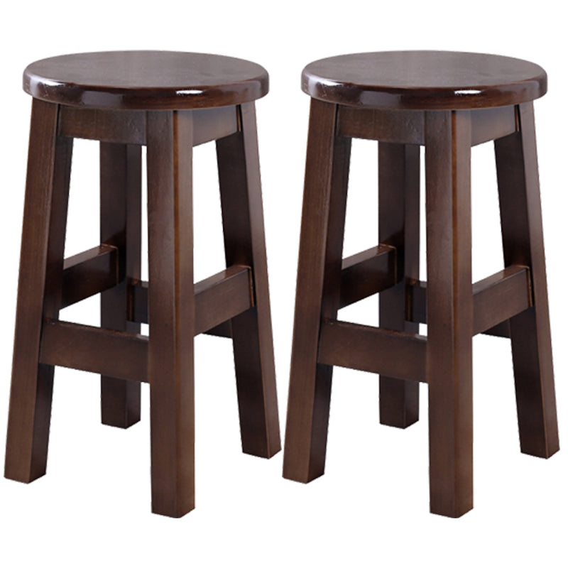 Contemporary Rubberwood Bar Stool Indoor Bar Stool with Wood Seat and Footrest Walnut 2 Piece Set Short Stool(20"H) Clearhalo 'Bar Furniture' 'Bar Stools' 'bar_stools' 'furn' 'furn_bar_stools' 'furniture_bar_stools' 'Kitchen & Dining Furniture' 'kitchen&dining_furn' 'kitchen' 'kitchen_furn' Furniture' 4570760