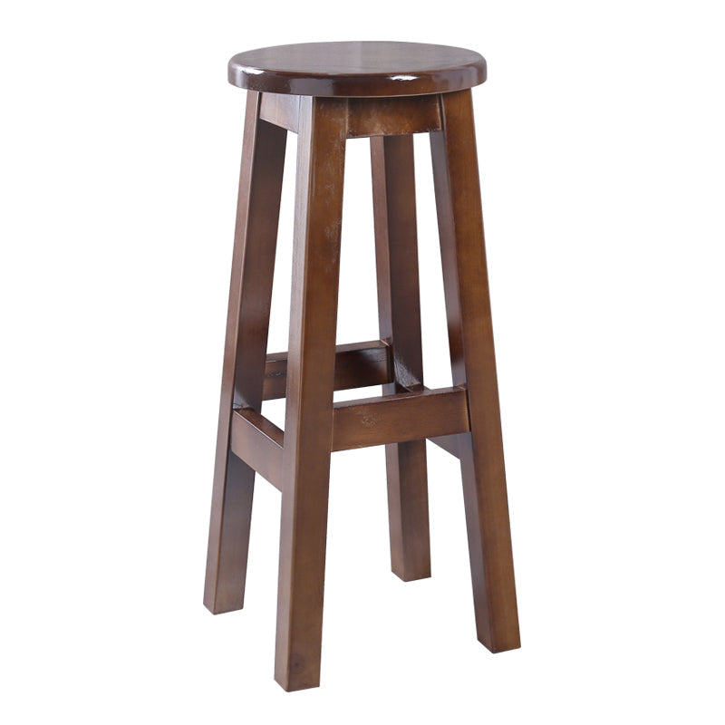 Contemporary Rubberwood Bar Stool Indoor Bar Stool with Wood Seat and Footrest Walnut 1 Piece Counter Stool (23.5"H) Clearhalo 'Bar Furniture' 'Bar Stools' 'bar_stools' 'furn' 'furn_bar_stools' 'furniture_bar_stools' 'Kitchen & Dining Furniture' 'kitchen&dining_furn' 'kitchen' 'kitchen_furn' Furniture' 4570763