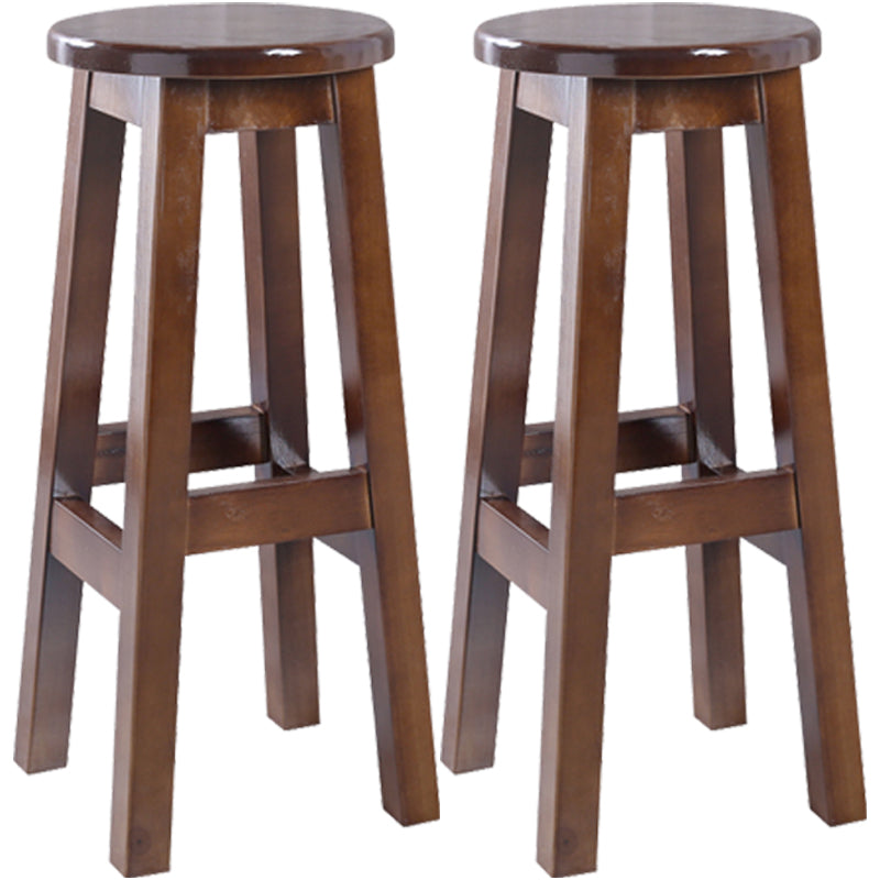 Contemporary Rubberwood Bar Stool Indoor Bar Stool with Wood Seat and Footrest Walnut 2 Piece Set Counter Stool (23.5"H) Clearhalo 'Bar Furniture' 'Bar Stools' 'bar_stools' 'furn' 'furn_bar_stools' 'furniture_bar_stools' 'Kitchen & Dining Furniture' 'kitchen&dining_furn' 'kitchen' 'kitchen_furn' Furniture' 4570765