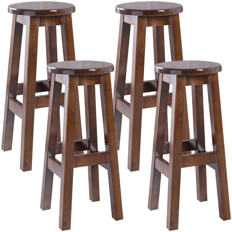 Contemporary Rubberwood Bar Stool Indoor Bar Stool with Wood Seat and Footrest Walnut 4 Piece Set Bar Stool (28" H) Clearhalo 'Bar Furniture' 'Bar Stools' 'bar_stools' 'furn' 'furn_bar_stools' 'furniture_bar_stools' 'Kitchen & Dining Furniture' 'kitchen&dining_furn' 'kitchen' 'kitchen_furn' Furniture' 4570768