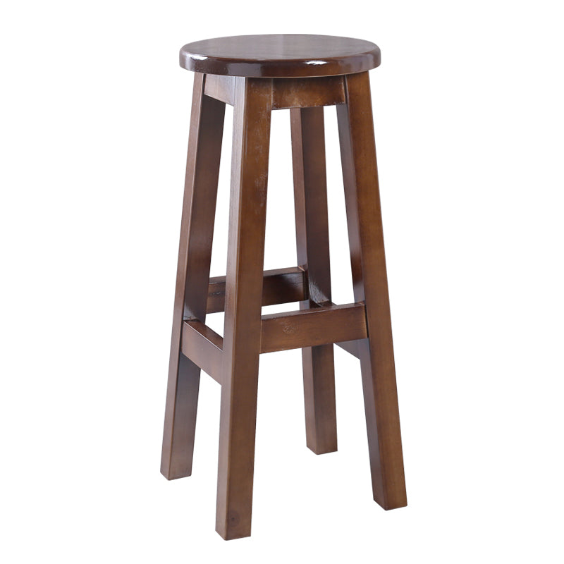 Contemporary Rubberwood Bar Stool Indoor Bar Stool with Wood Seat and Footrest Walnut 1 Piece Bar Stool (28" H) Clearhalo 'Bar Furniture' 'Bar Stools' 'bar_stools' 'furn' 'furn_bar_stools' 'furniture_bar_stools' 'Kitchen & Dining Furniture' 'kitchen&dining_furn' 'kitchen' 'kitchen_furn' Furniture' 4570770