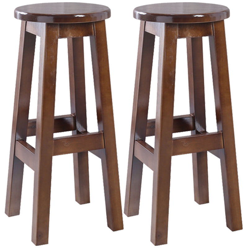Contemporary Rubberwood Bar Stool Indoor Bar Stool with Wood Seat and Footrest Walnut 2 Piece Set Bar Stool (28" H) Clearhalo 'Bar Furniture' 'Bar Stools' 'bar_stools' 'furn' 'furn_bar_stools' 'furniture_bar_stools' 'Kitchen & Dining Furniture' 'kitchen&dining_furn' 'kitchen' 'kitchen_furn' Furniture' 4570771