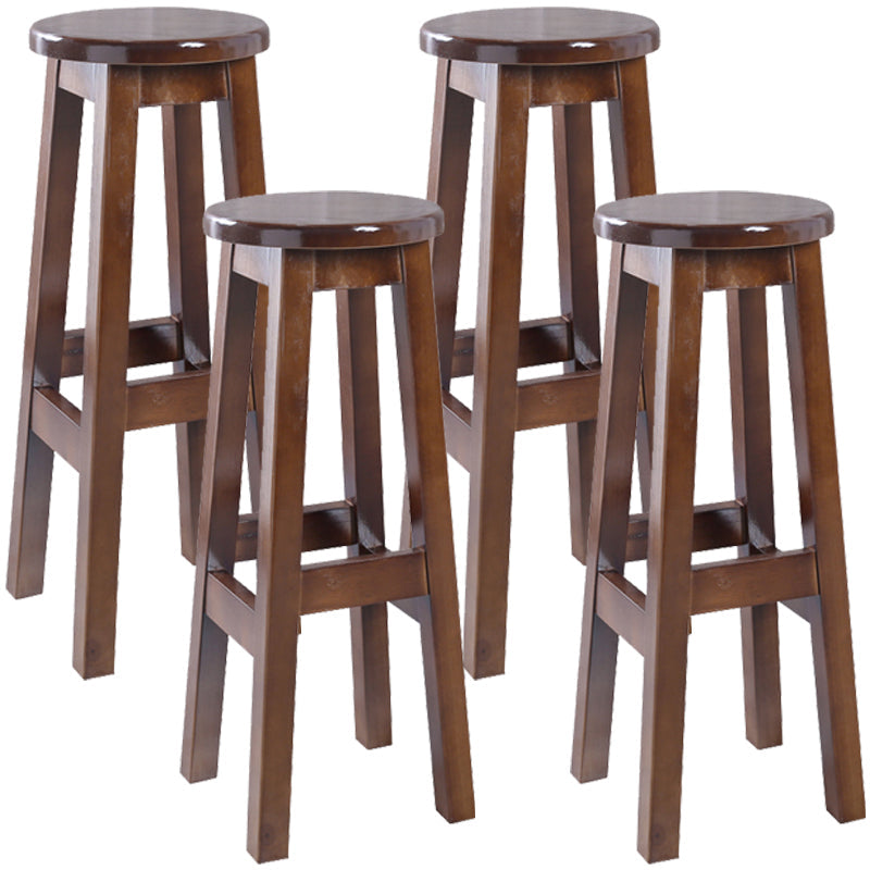 Contemporary Rubberwood Bar Stool Indoor Bar Stool with Wood Seat and Footrest Walnut 4 Piece Set Bar Stool(31"H) Clearhalo 'Bar Furniture' 'Bar Stools' 'bar_stools' 'furn' 'furn_bar_stools' 'furniture_bar_stools' 'Kitchen & Dining Furniture' 'kitchen&dining_furn' 'kitchen' 'kitchen_furn' Furniture' 4570774