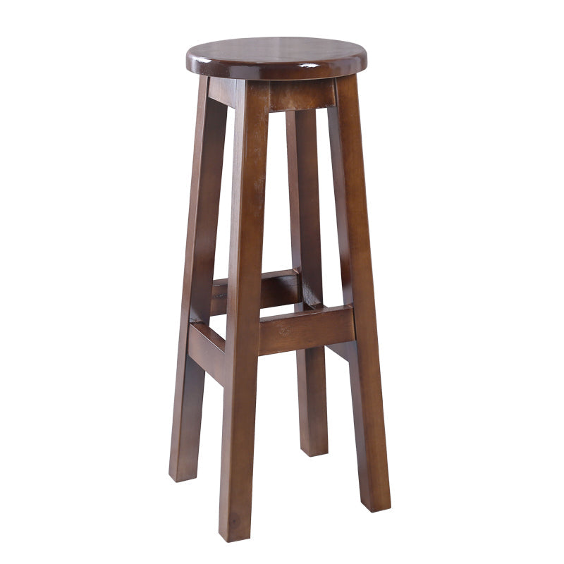 Contemporary Rubberwood Bar Stool Indoor Bar Stool with Wood Seat and Footrest Walnut 1 Piece Bar Stool(31"H) Clearhalo 'Bar Furniture' 'Bar Stools' 'bar_stools' 'furn' 'furn_bar_stools' 'furniture_bar_stools' 'Kitchen & Dining Furniture' 'kitchen&dining_furn' 'kitchen' 'kitchen_furn' Furniture' 4570776