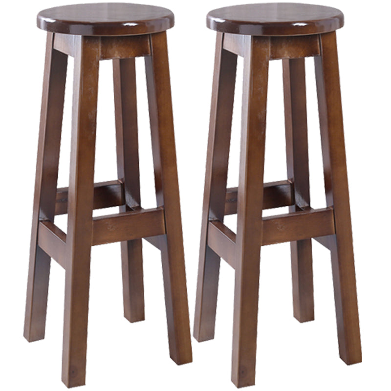 Contemporary Rubberwood Bar Stool Indoor Bar Stool with Wood Seat and Footrest Walnut 2 Piece Set Bar Stool(31"H) Clearhalo 'Bar Furniture' 'Bar Stools' 'bar_stools' 'furn' 'furn_bar_stools' 'furniture_bar_stools' 'Kitchen & Dining Furniture' 'kitchen&dining_furn' 'kitchen' 'kitchen_furn' Furniture' 4570777