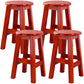 Contemporary Rubberwood Bar Stool Indoor Bar Stool with Wood Seat and Footrest Red Brown 4 Piece Set Short Stool(18"H) Clearhalo 'Bar Furniture' 'Bar Stools' 'bar_stools' 'furn' 'furn_bar_stools' 'furniture_bar_stools' 'Kitchen & Dining Furniture' 'kitchen&dining_furn' 'kitchen' 'kitchen_furn' Furniture' 4570778
