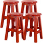 Contemporary Rubberwood Bar Stool Indoor Bar Stool with Wood Seat and Footrest Red Brown 4 Piece Set Short Stool(20"H) Clearhalo 'Bar Furniture' 'Bar Stools' 'bar_stools' 'furn' 'furn_bar_stools' 'furniture_bar_stools' 'Kitchen & Dining Furniture' 'kitchen&dining_furn' 'kitchen' 'kitchen_furn' Furniture' 4570781
