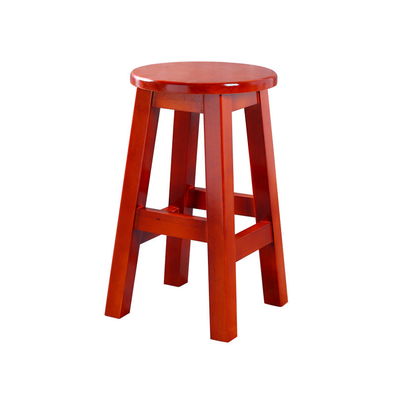 Contemporary Rubberwood Bar Stool Indoor Bar Stool with Wood Seat and Footrest Red Brown 1 Piece Short Stool(20"H) Clearhalo 'Bar Furniture' 'Bar Stools' 'bar_stools' 'furn' 'furn_bar_stools' 'furniture_bar_stools' 'Kitchen & Dining Furniture' 'kitchen&dining_furn' 'kitchen' 'kitchen_furn' Furniture' 4570782