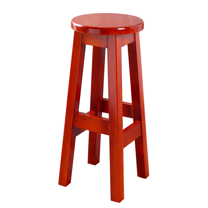 Contemporary Rubberwood Bar Stool Indoor Bar Stool with Wood Seat and Footrest Red Brown 1 Piece Bar Stool(31"H) Clearhalo 'Bar Furniture' 'Bar Stools' 'bar_stools' 'furn' 'furn_bar_stools' 'furniture_bar_stools' 'Kitchen & Dining Furniture' 'kitchen&dining_furn' 'kitchen' 'kitchen_furn' Furniture' 4570791