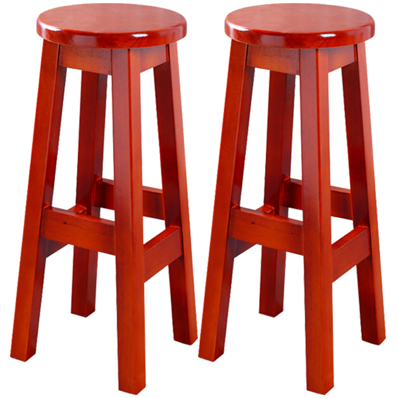 Contemporary Rubberwood Bar Stool Indoor Bar Stool with Wood Seat and Footrest Red Brown 2 Piece Set Bar Stool(31"H) Clearhalo 'Bar Furniture' 'Bar Stools' 'bar_stools' 'furn' 'furn_bar_stools' 'furniture_bar_stools' 'Kitchen & Dining Furniture' 'kitchen&dining_furn' 'kitchen' 'kitchen_furn' Furniture' 4570792