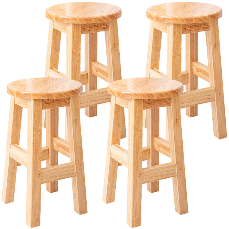 Contemporary Rubberwood Bar Stool Indoor Bar Stool with Wood Seat and Footrest Natural 4 Piece Set Short Stool(18"H) Clearhalo 'Bar Furniture' 'Bar Stools' 'bar_stools' 'furn' 'furn_bar_stools' 'furniture_bar_stools' 'Kitchen & Dining Furniture' 'kitchen&dining_furn' 'kitchen' 'kitchen_furn' Furniture' 4570793
