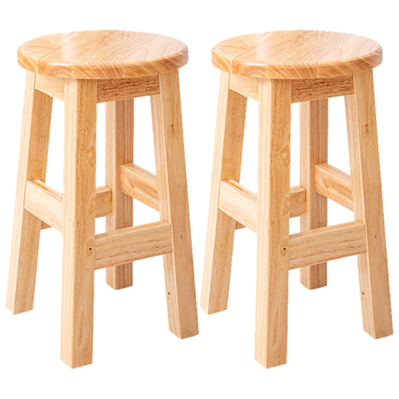 Contemporary Rubberwood Bar Stool Indoor Bar Stool with Wood Seat and Footrest Natural 2 Piece Set Short Stool(18"H) Clearhalo 'Bar Furniture' 'Bar Stools' 'bar_stools' 'furn' 'furn_bar_stools' 'furniture_bar_stools' 'Kitchen & Dining Furniture' 'kitchen&dining_furn' 'kitchen' 'kitchen_furn' Furniture' 4570795