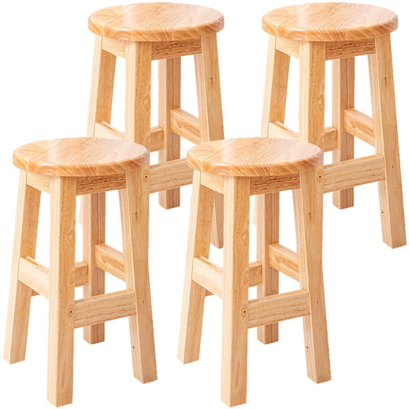 Contemporary Rubberwood Bar Stool Indoor Bar Stool with Wood Seat and Footrest Natural 4 Piece Set Short Stool(20"H) Clearhalo 'Bar Furniture' 'Bar Stools' 'bar_stools' 'furn' 'furn_bar_stools' 'furniture_bar_stools' 'Kitchen & Dining Furniture' 'kitchen&dining_furn' 'kitchen' 'kitchen_furn' Furniture' 4570796
