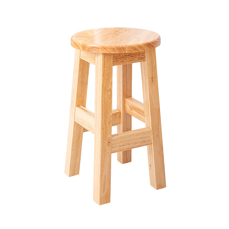Contemporary Rubberwood Bar Stool Indoor Bar Stool with Wood Seat and Footrest Natural 1 Piece Short Stool(20"H) Clearhalo 'Bar Furniture' 'Bar Stools' 'bar_stools' 'furn' 'furn_bar_stools' 'furniture_bar_stools' 'Kitchen & Dining Furniture' 'kitchen&dining_furn' 'kitchen' 'kitchen_furn' Furniture' 4570797