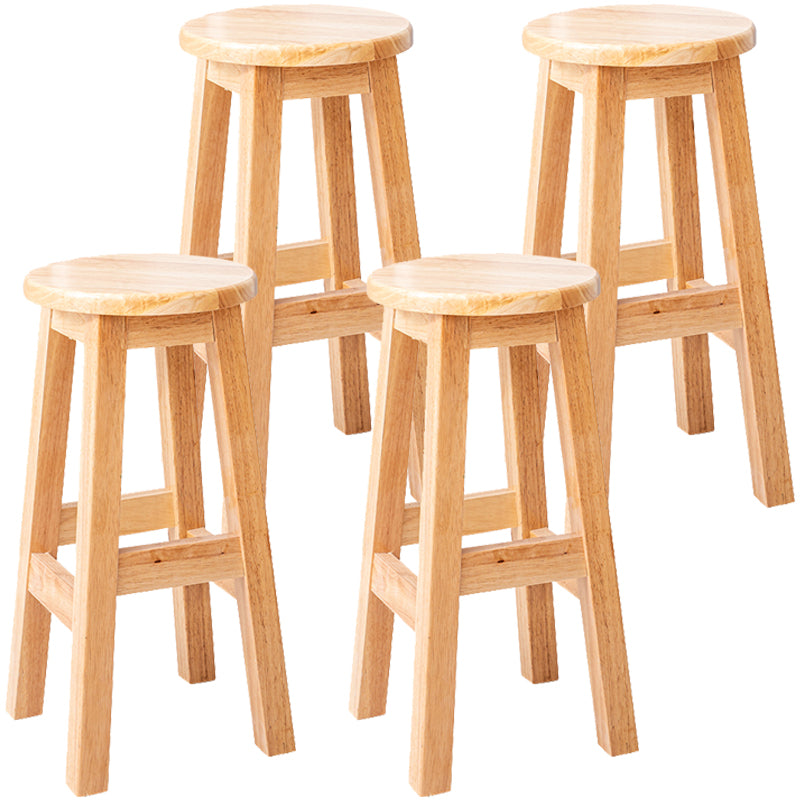 Contemporary Rubberwood Bar Stool Indoor Bar Stool with Wood Seat and Footrest Natural 4 Piece Set Counter Stool (23.5"H) Clearhalo 'Bar Furniture' 'Bar Stools' 'bar_stools' 'furn' 'furn_bar_stools' 'furniture_bar_stools' 'Kitchen & Dining Furniture' 'kitchen&dining_furn' 'kitchen' 'kitchen_furn' Furniture' 4570799