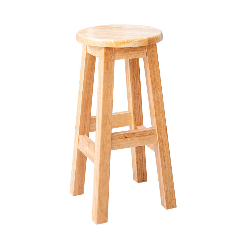 Contemporary Rubberwood Bar Stool Indoor Bar Stool with Wood Seat and Footrest Natural 1 Piece Counter Stool (23.5"H) Clearhalo 'Bar Furniture' 'Bar Stools' 'bar_stools' 'furn' 'furn_bar_stools' 'furniture_bar_stools' 'Kitchen & Dining Furniture' 'kitchen&dining_furn' 'kitchen' 'kitchen_furn' Furniture' 4570800