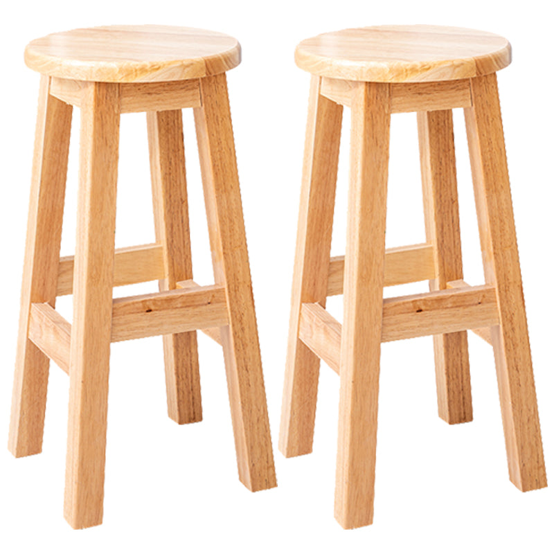 Contemporary Rubberwood Bar Stool Indoor Bar Stool with Wood Seat and Footrest Natural 2 Piece Set Counter Stool (23.5"H) Clearhalo 'Bar Furniture' 'Bar Stools' 'bar_stools' 'furn' 'furn_bar_stools' 'furniture_bar_stools' 'Kitchen & Dining Furniture' 'kitchen&dining_furn' 'kitchen' 'kitchen_furn' Furniture' 4570801