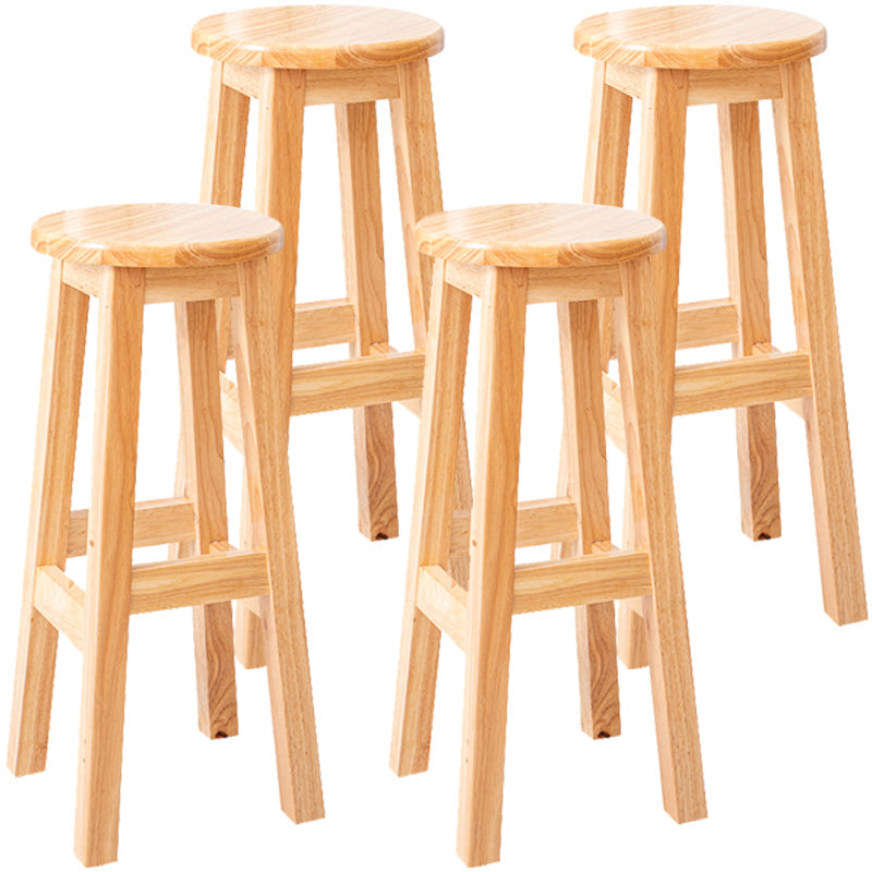 Contemporary Rubberwood Bar Stool Indoor Bar Stool with Wood Seat and Footrest Natural 4 Piece Set Bar Stool (28" H) Clearhalo 'Bar Furniture' 'Bar Stools' 'bar_stools' 'furn' 'furn_bar_stools' 'furniture_bar_stools' 'Kitchen & Dining Furniture' 'kitchen&dining_furn' 'kitchen' 'kitchen_furn' Furniture' 4570802