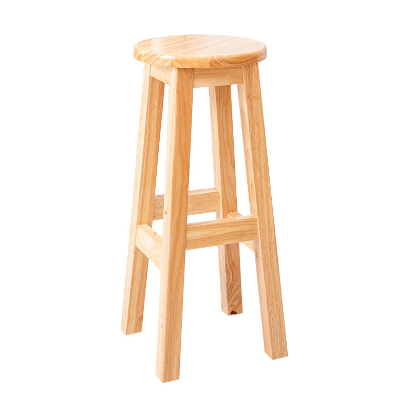 Contemporary Rubberwood Bar Stool Indoor Bar Stool with Wood Seat and Footrest Natural 1 Piece Bar Stool (28" H) Clearhalo 'Bar Furniture' 'Bar Stools' 'bar_stools' 'furn' 'furn_bar_stools' 'furniture_bar_stools' 'Kitchen & Dining Furniture' 'kitchen&dining_furn' 'kitchen' 'kitchen_furn' Furniture' 4570803