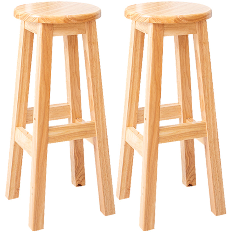 Contemporary Rubberwood Bar Stool Indoor Bar Stool with Wood Seat and Footrest Natural 2 Piece Set Bar Stool (28" H) Clearhalo 'Bar Furniture' 'Bar Stools' 'bar_stools' 'furn' 'furn_bar_stools' 'furniture_bar_stools' 'Kitchen & Dining Furniture' 'kitchen&dining_furn' 'kitchen' 'kitchen_furn' Furniture' 4570804