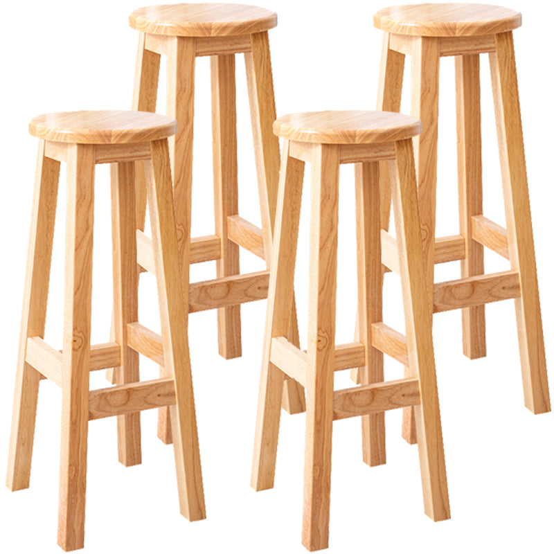 Contemporary Rubberwood Bar Stool Indoor Bar Stool with Wood Seat and Footrest Natural 4 Piece Set Bar Stool(31"H) Clearhalo 'Bar Furniture' 'Bar Stools' 'bar_stools' 'furn' 'furn_bar_stools' 'furniture_bar_stools' 'Kitchen & Dining Furniture' 'kitchen&dining_furn' 'kitchen' 'kitchen_furn' Furniture' 4570805