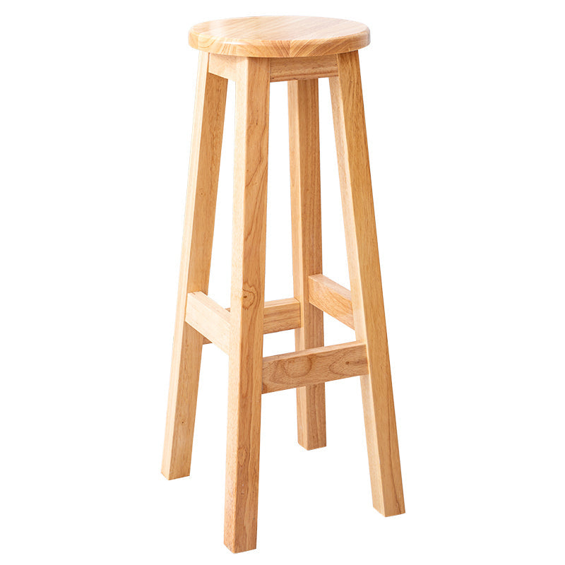 Contemporary Rubberwood Bar Stool Indoor Bar Stool with Wood Seat and Footrest Natural 1 Piece Bar Stool(31"H) Clearhalo 'Bar Furniture' 'Bar Stools' 'bar_stools' 'furn' 'furn_bar_stools' 'furniture_bar_stools' 'Kitchen & Dining Furniture' 'kitchen&dining_furn' 'kitchen' 'kitchen_furn' Furniture' 4570806