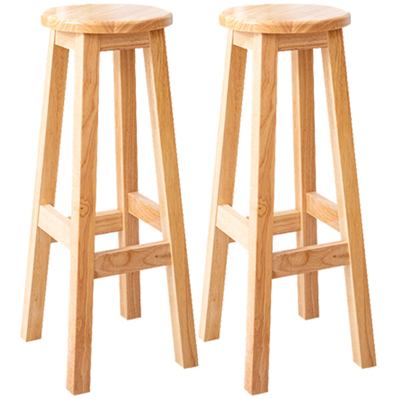 Contemporary Rubberwood Bar Stool Indoor Bar Stool with Wood Seat and Footrest Natural 2 Piece Set Bar Stool(31"H) Clearhalo 'Bar Furniture' 'Bar Stools' 'bar_stools' 'furn' 'furn_bar_stools' 'furniture_bar_stools' 'Kitchen & Dining Furniture' 'kitchen&dining_furn' 'kitchen' 'kitchen_furn' Furniture' 4570807
