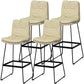Modern Armless Backrest Counter Stool Steel Bar Stool with Leather Cushion Off-White 4 Piece Set Clearhalo 'Bar Furniture' 'Bar Stools' 'bar_stools' 'furn' 'furn_bar_stools' 'furniture_bar_stools' 'Kitchen & Dining Furniture' 'kitchen&dining_furn' 'kitchen' 'kitchen_furn' Furniture' 4570842