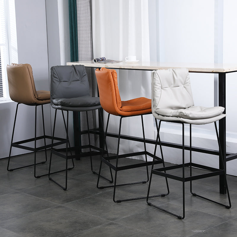 Modern Armless Backrest Counter Stool Steel Bar Stool with Leather Cushion Clearhalo 'Bar Furniture' 'Bar Stools' 'bar_stools' 'furn' 'furn_bar_stools' 'furniture_bar_stools' 'Kitchen & Dining Furniture' 'kitchen&dining_furn' 'kitchen' 'kitchen_furn' Furniture' 4570844