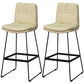 Modern Armless Backrest Counter Stool Steel Bar Stool with Leather Cushion Off-White 2 Piece Set Clearhalo 'Bar Furniture' 'Bar Stools' 'bar_stools' 'furn' 'furn_bar_stools' 'furniture_bar_stools' 'Kitchen & Dining Furniture' 'kitchen&dining_furn' 'kitchen' 'kitchen_furn' Furniture' 4570845
