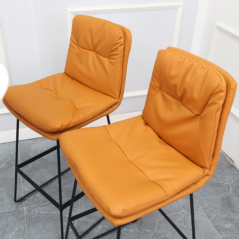 Modern Armless Backrest Counter Stool Steel Bar Stool with Leather Cushion Clearhalo 'Bar Furniture' 'Bar Stools' 'bar_stools' 'furn' 'furn_bar_stools' 'furniture_bar_stools' 'Kitchen & Dining Furniture' 'kitchen&dining_furn' 'kitchen' 'kitchen_furn' Furniture' 4570847