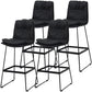 Modern Armless Backrest Counter Stool Steel Bar Stool with Leather Cushion Black 4 Piece Set Clearhalo 'Bar Furniture' 'Bar Stools' 'bar_stools' 'furn' 'furn_bar_stools' 'furniture_bar_stools' 'Kitchen & Dining Furniture' 'kitchen&dining_furn' 'kitchen' 'kitchen_furn' Furniture' 4570848